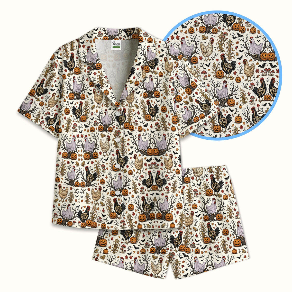 Skeleton Chickens Pajama Set - Halloween Gift For Nurse