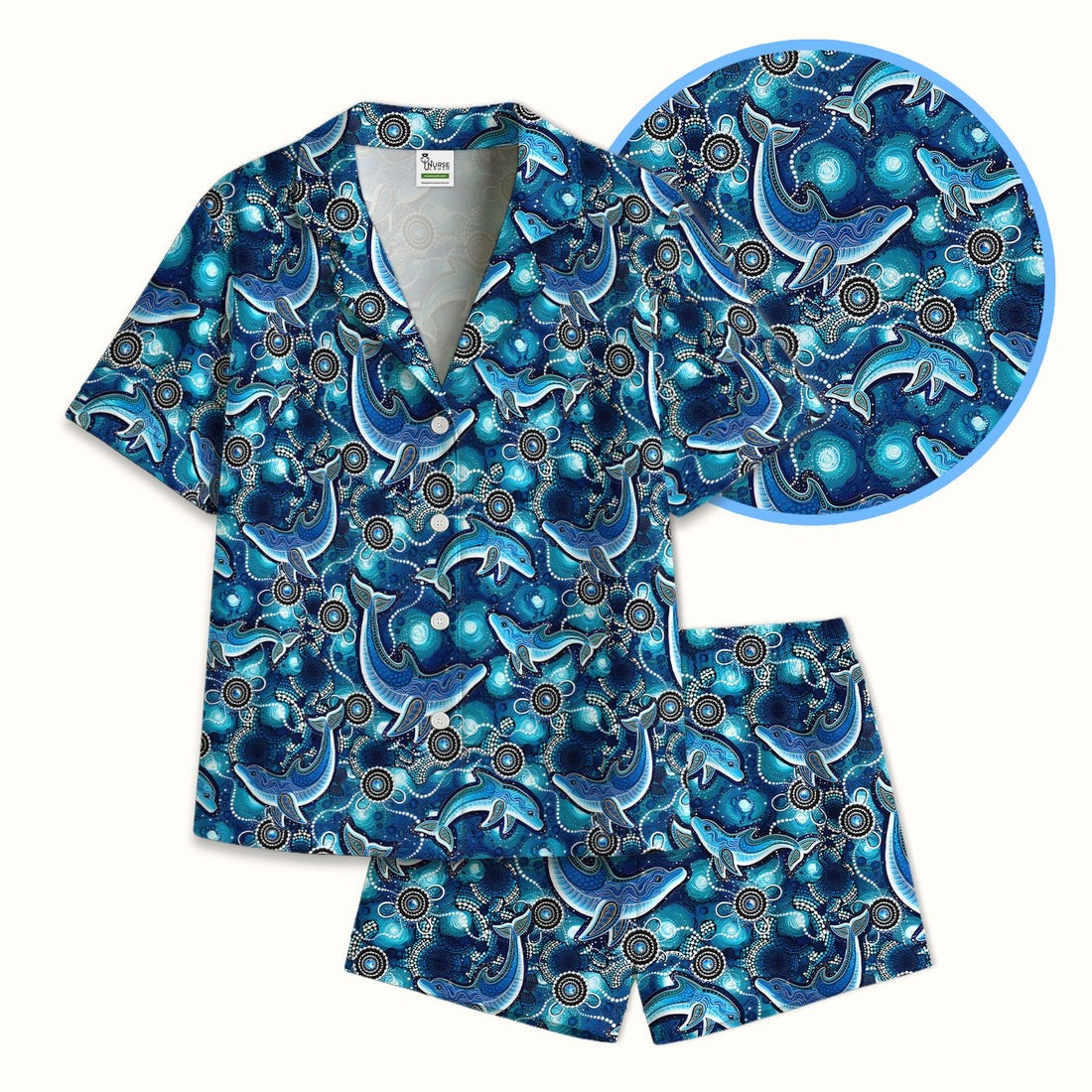 Ocean Dolphin Aboriginal Dot Nurse Pajama Set