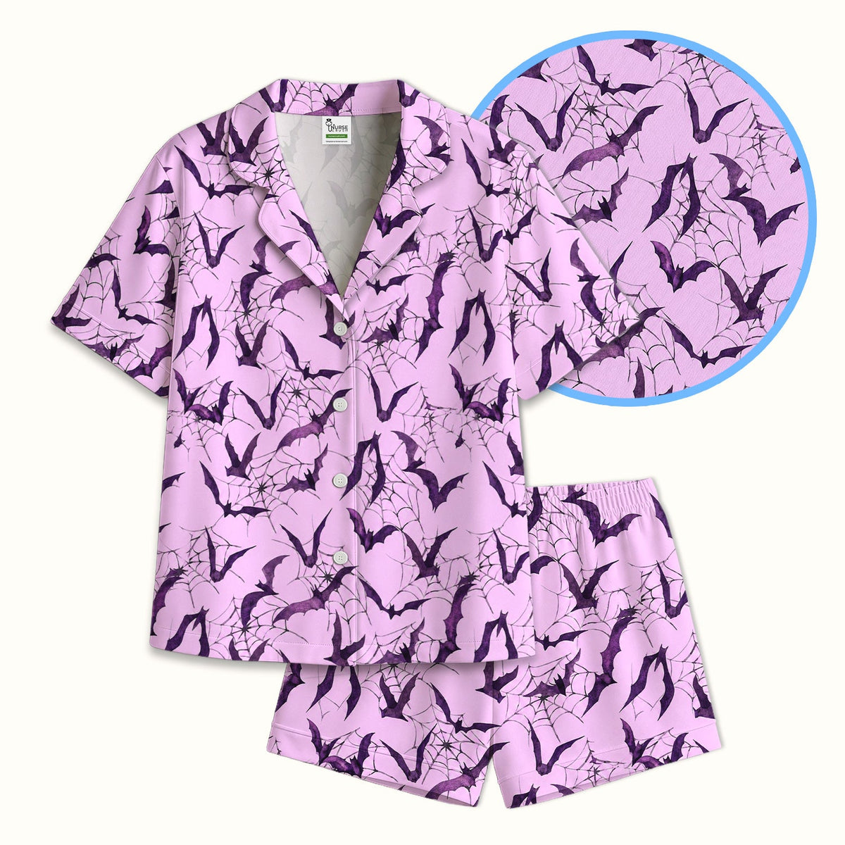 Bat with Spider Web Pajama Set - Halloween Gift For Nurse
