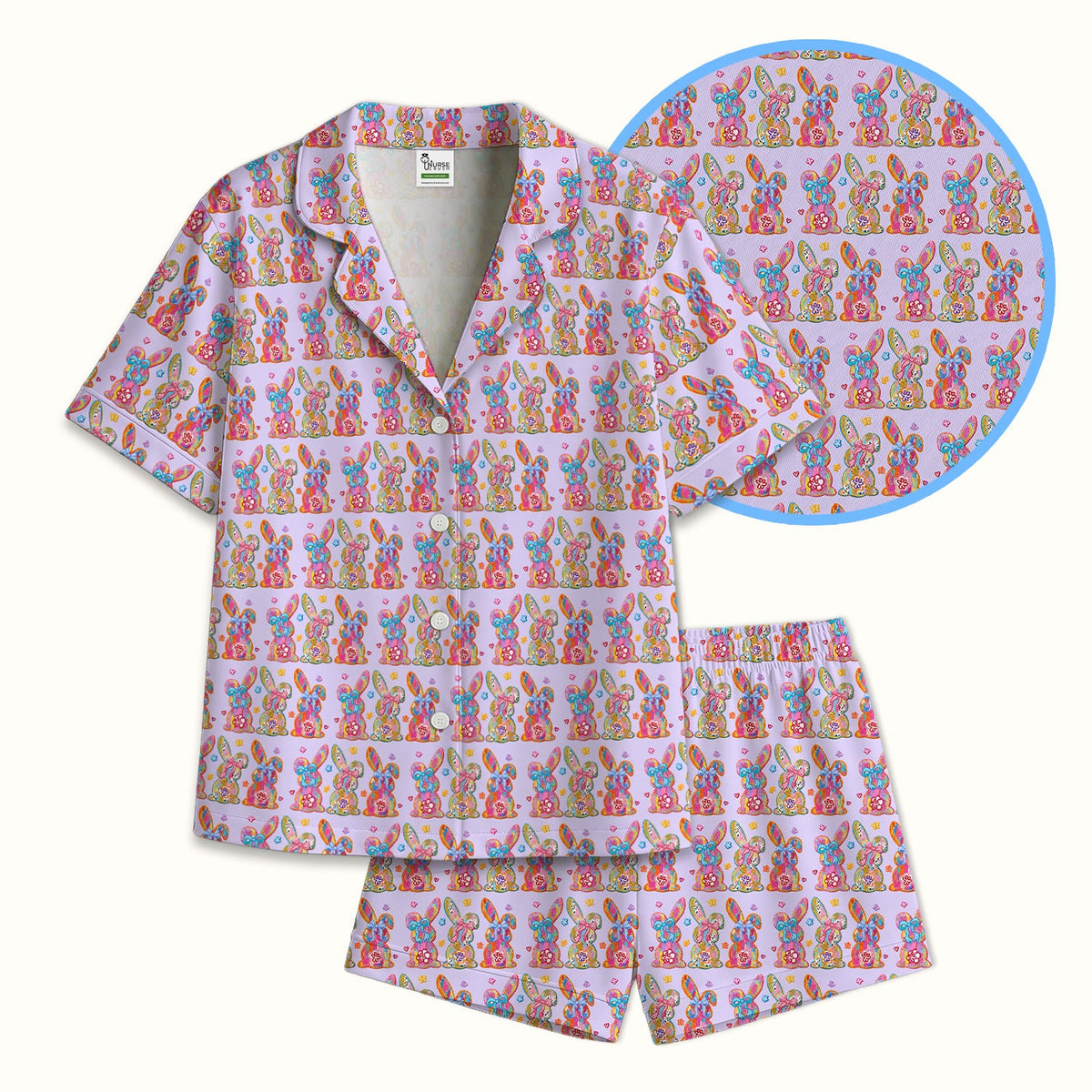 Pastel Bunny Floral Pajama Set