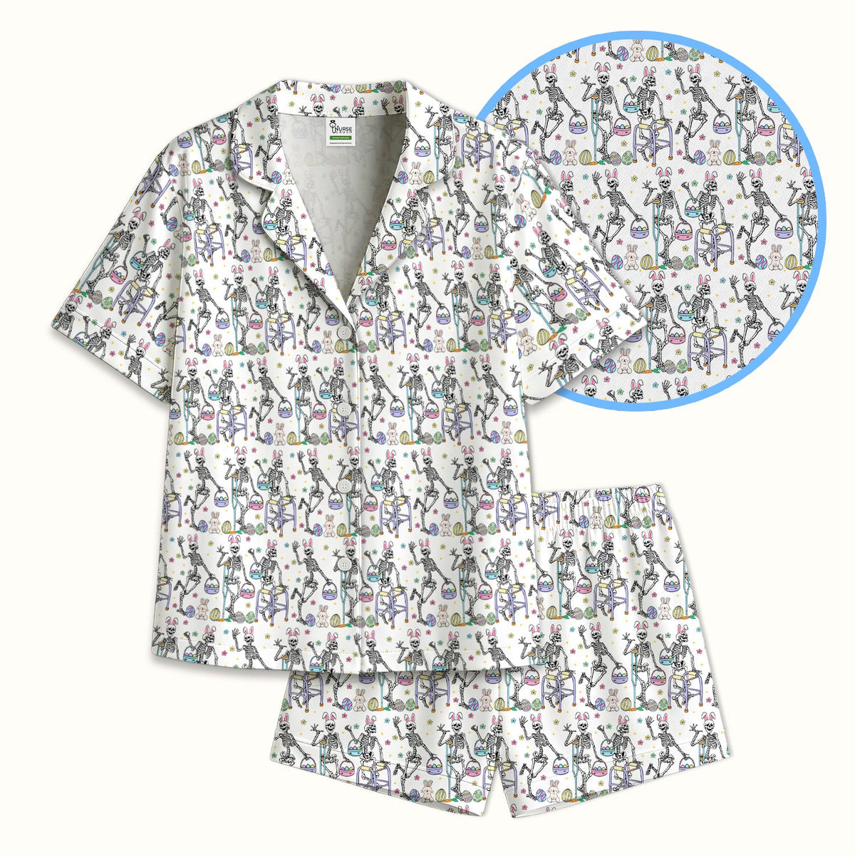 Fun Skeleton Bunny Pajama Set - Easter Gift For Nurse