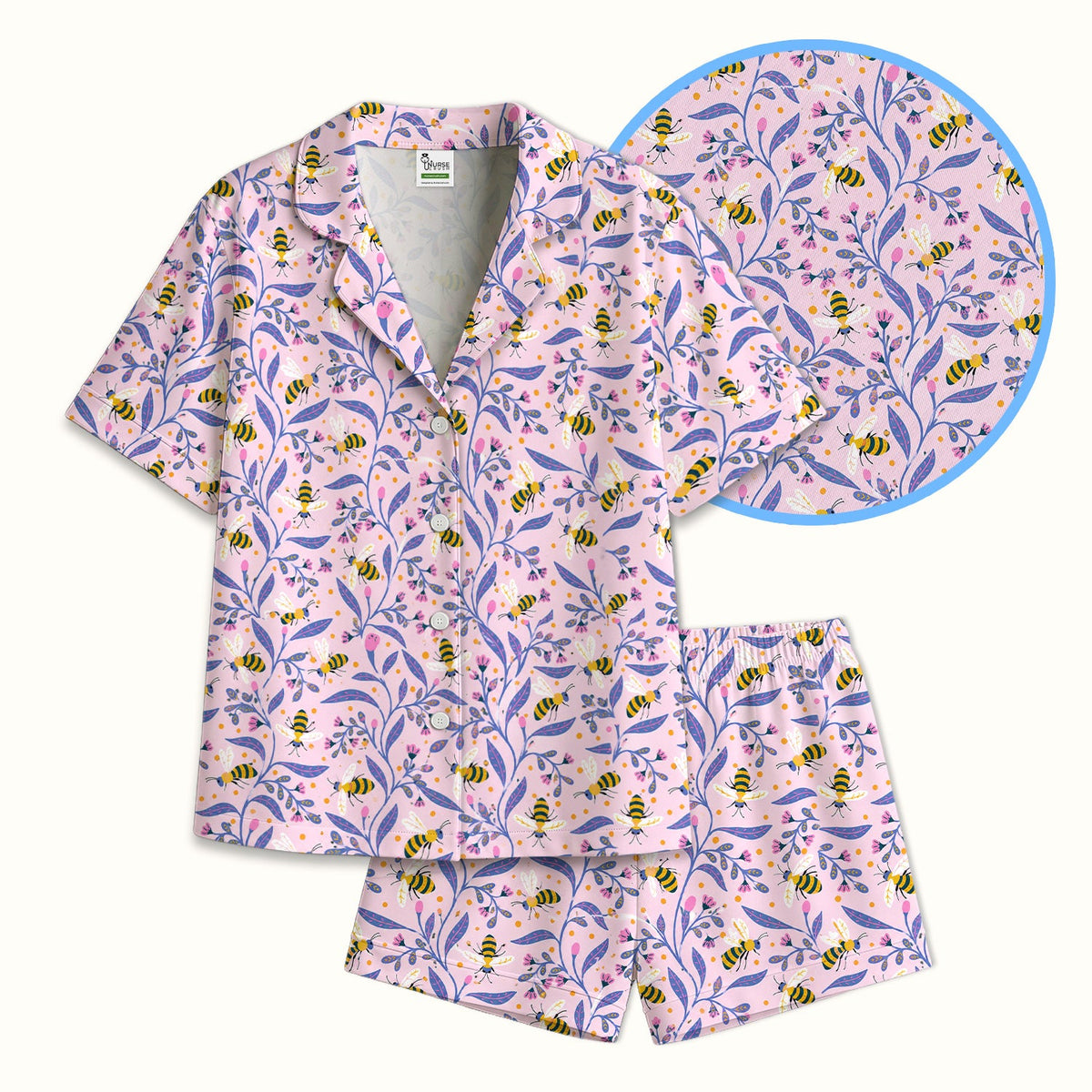 Cute Bumble Bee Floral Pajama Set