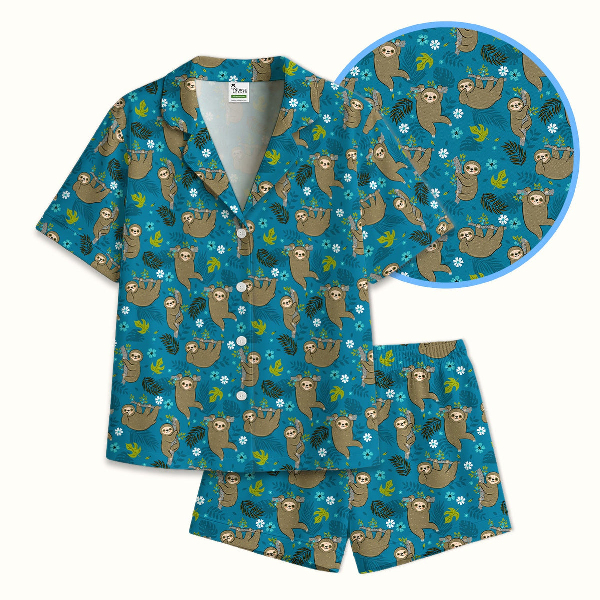 Jungle Tropical Sloth Pajama Set