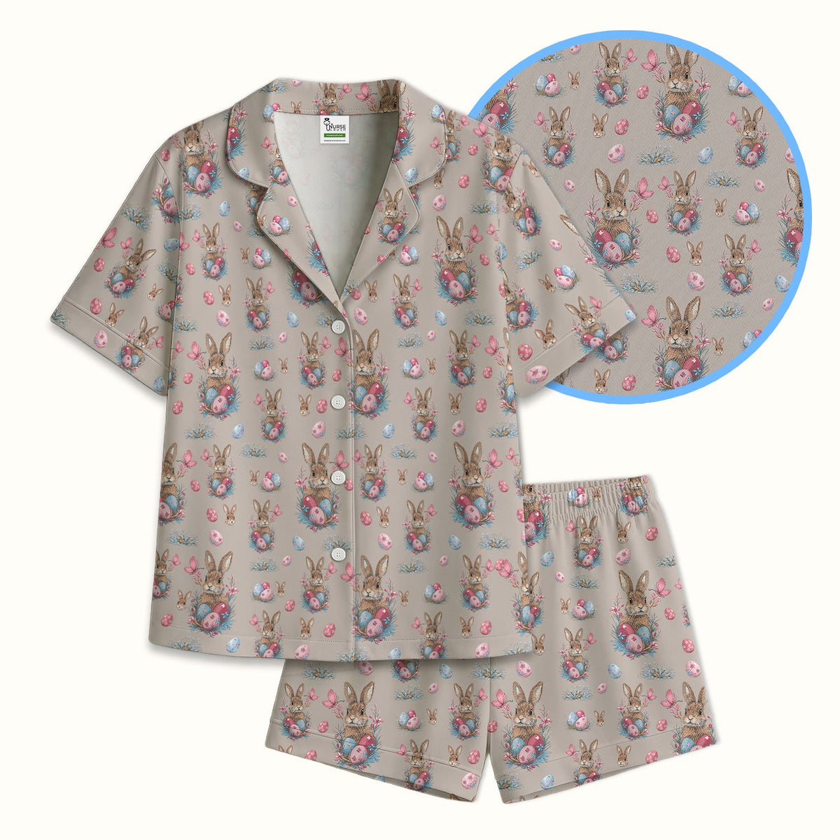 Pastel Easter Bunny Nest Nurse Pajama Set