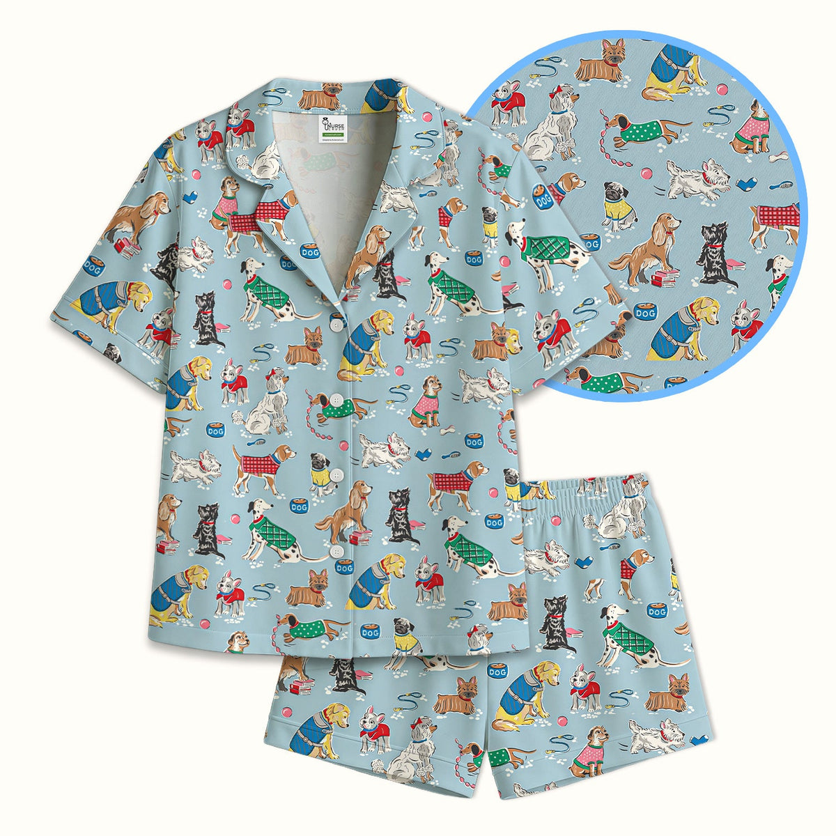 Dog Sweater Playing Ball Nurse Pajama Set