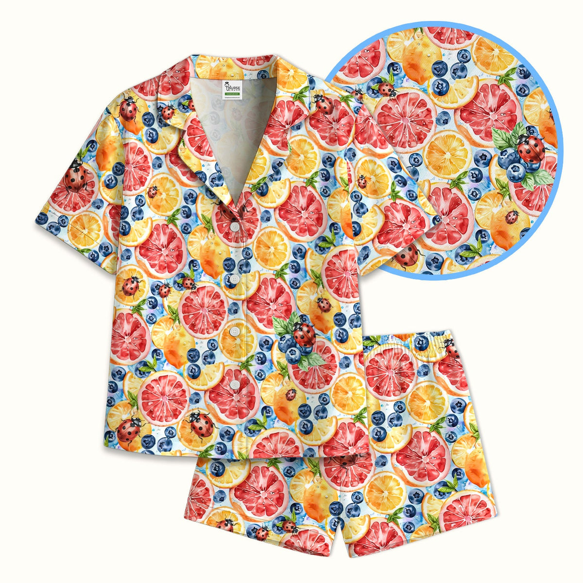 Citrus Berry Ladybug Nurse Pajama Set