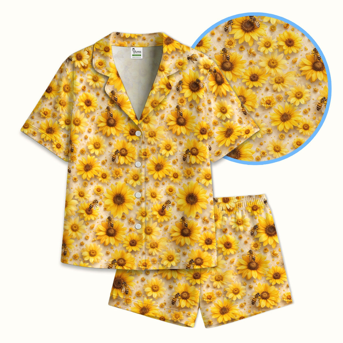 Yellow Sunflower Bee Garden Pajama Set