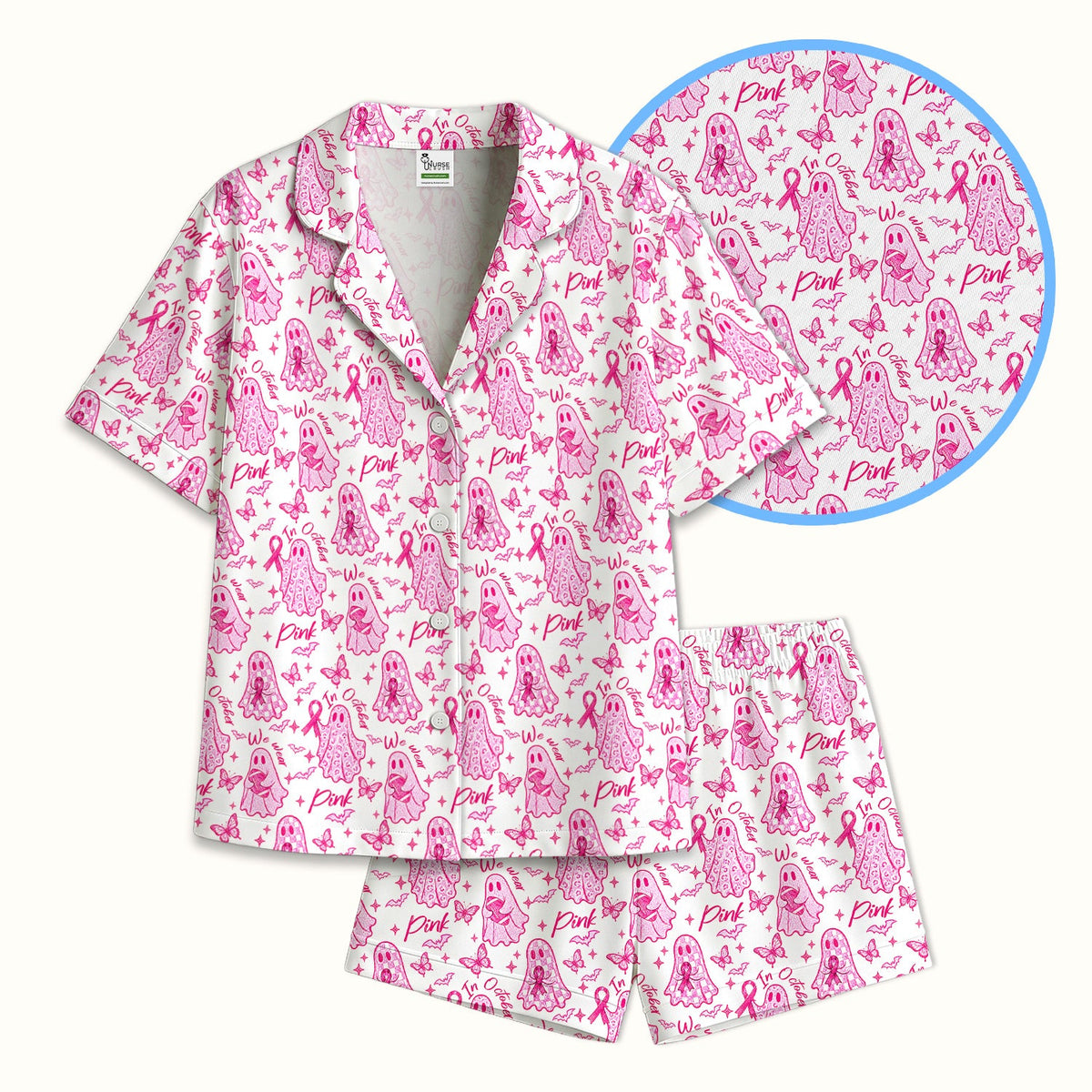 Pink Ribbon Ghost Pajama Set