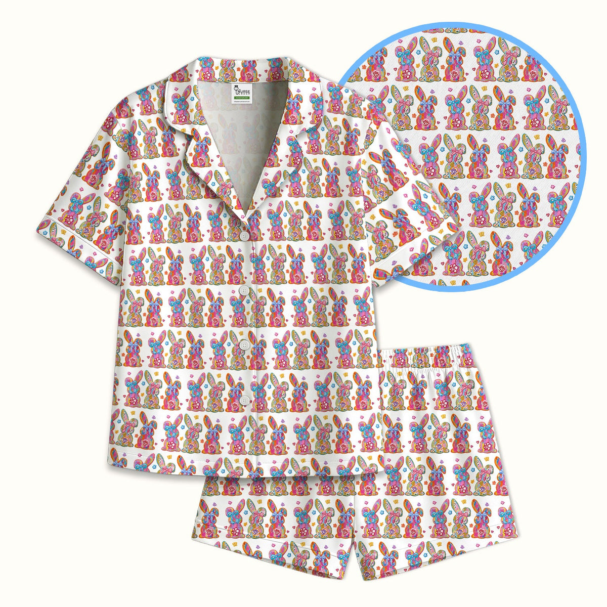 Pastel Bunny Floral Pajama Set