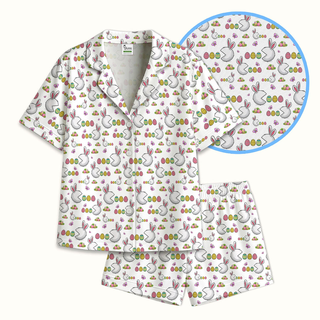 Personalized Easter Bunny Colorful Eggs Pajama Set