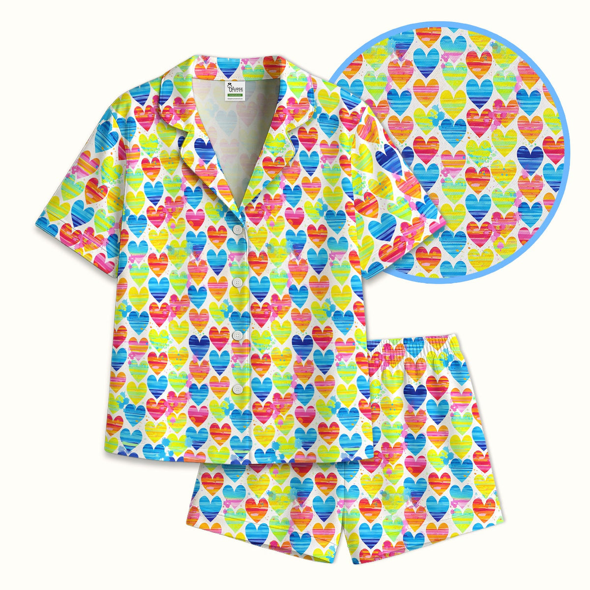 Rainbow Heart Nurse Pajama Set
