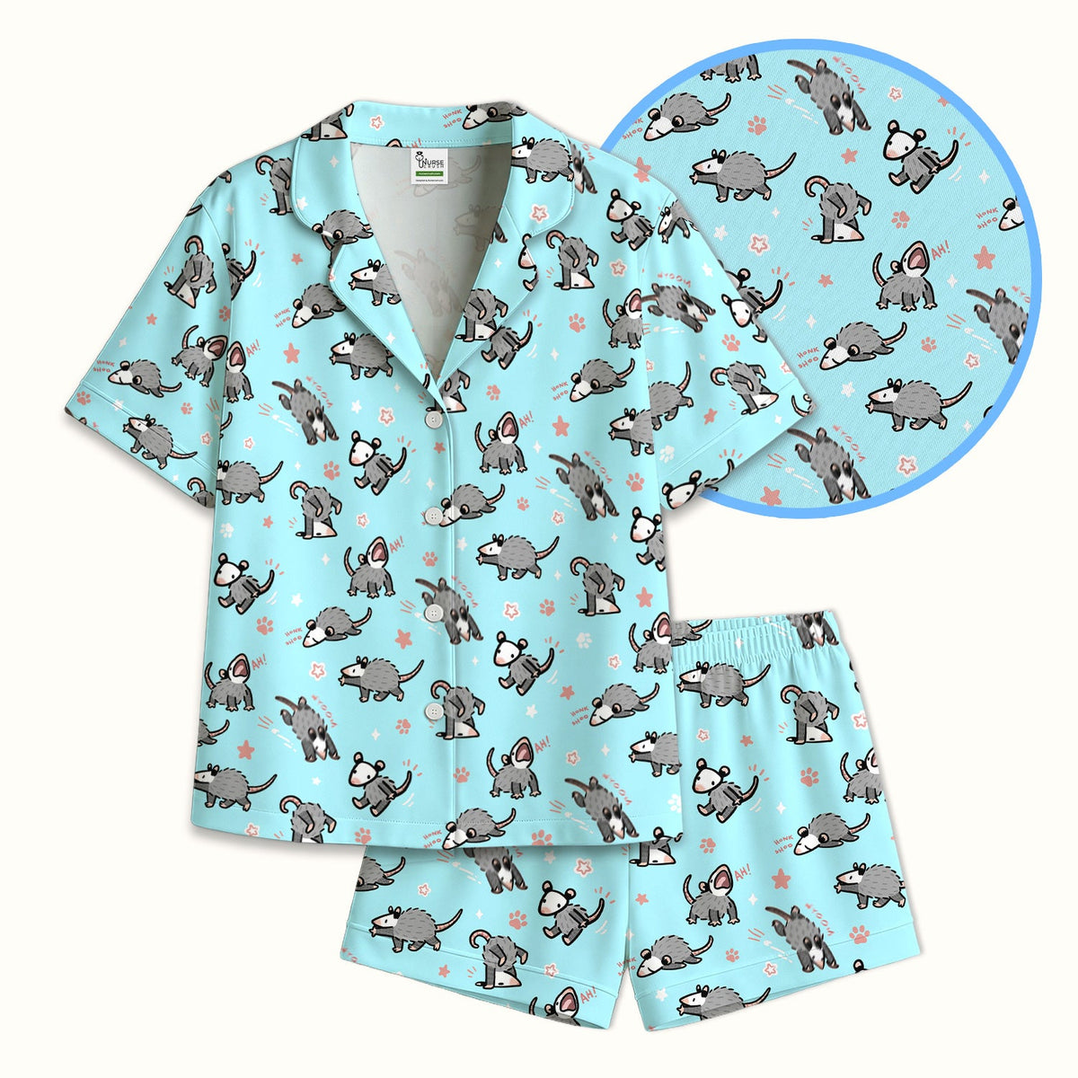 Cartoon Opossum Pajama Set