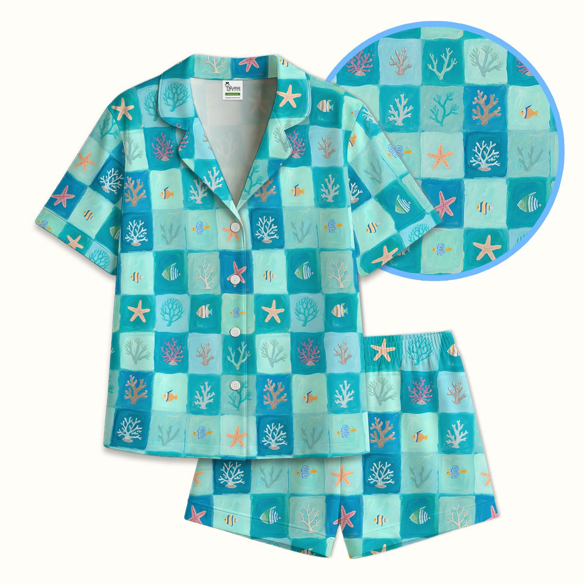 Ocean Coral Fish Starfish Nurse Pajama Set