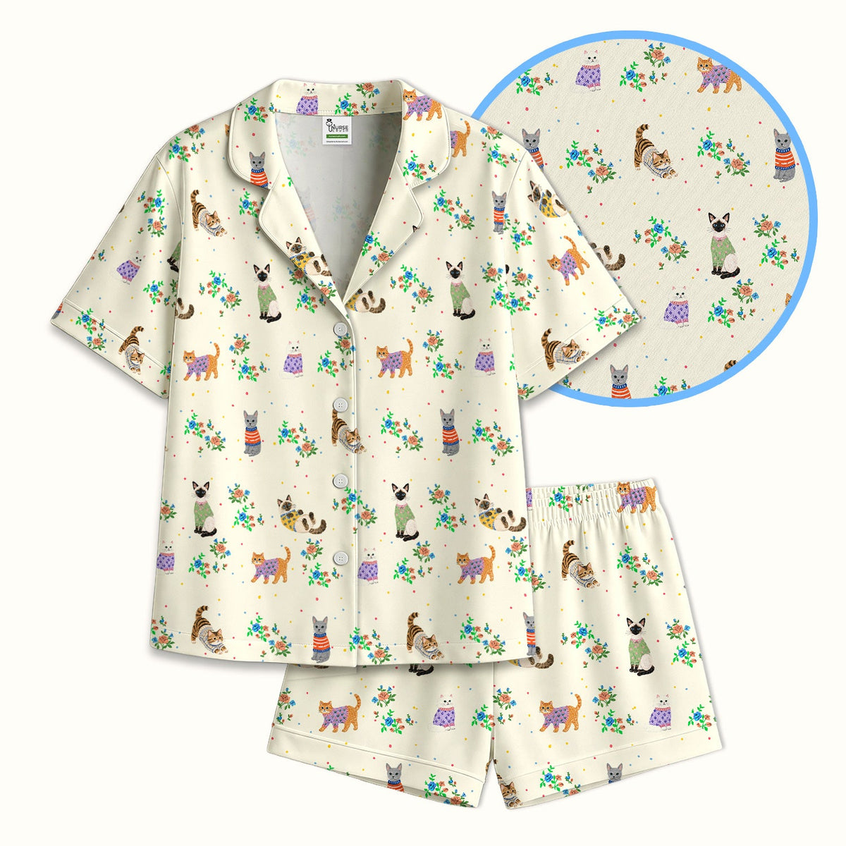 Watercolor Cat Nurse Pajama Set