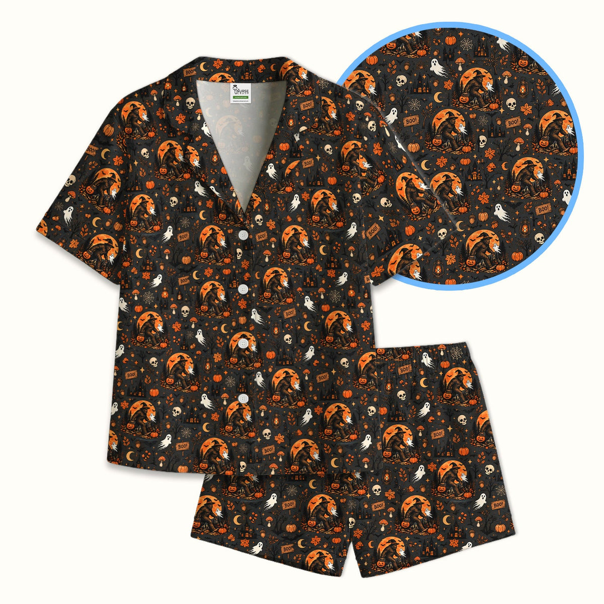 Bigfoot Ghost with Pumpkin Pajama Set - Halloween Gift For Nurse