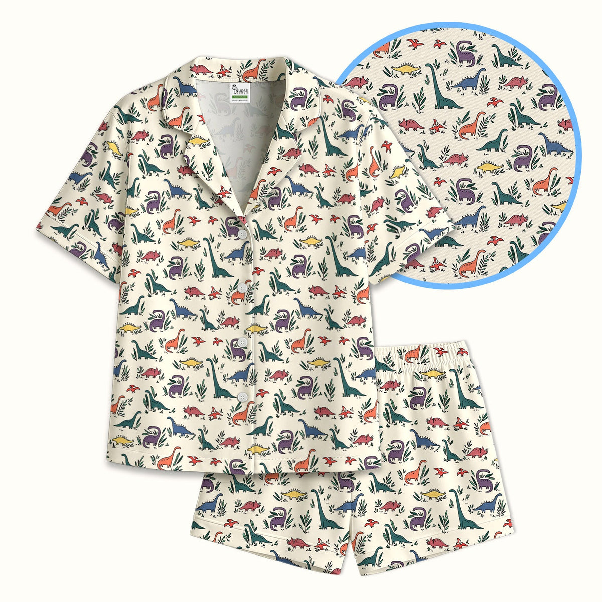 Dinosaur Leafy Garden Nurse Pajama Set