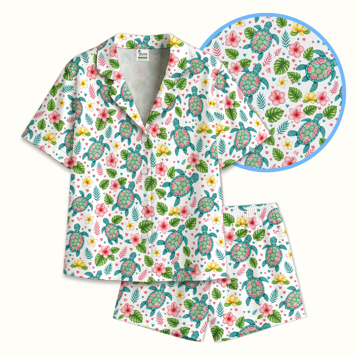 Tropical Sea Turtle Floral Pajama Set