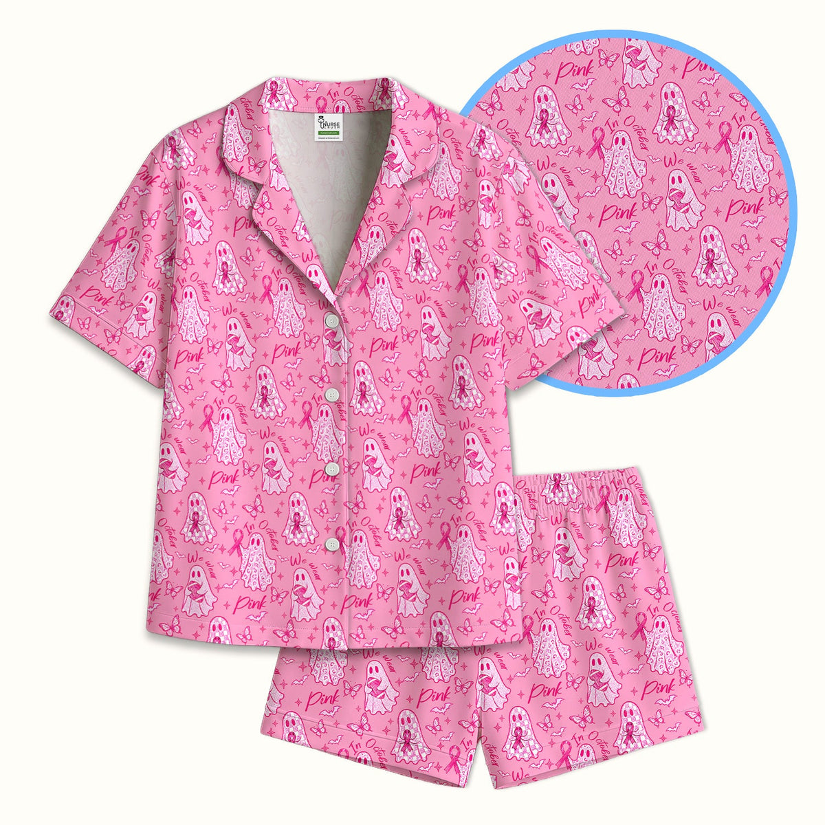 Pink Ribbon Ghost Pajama Set