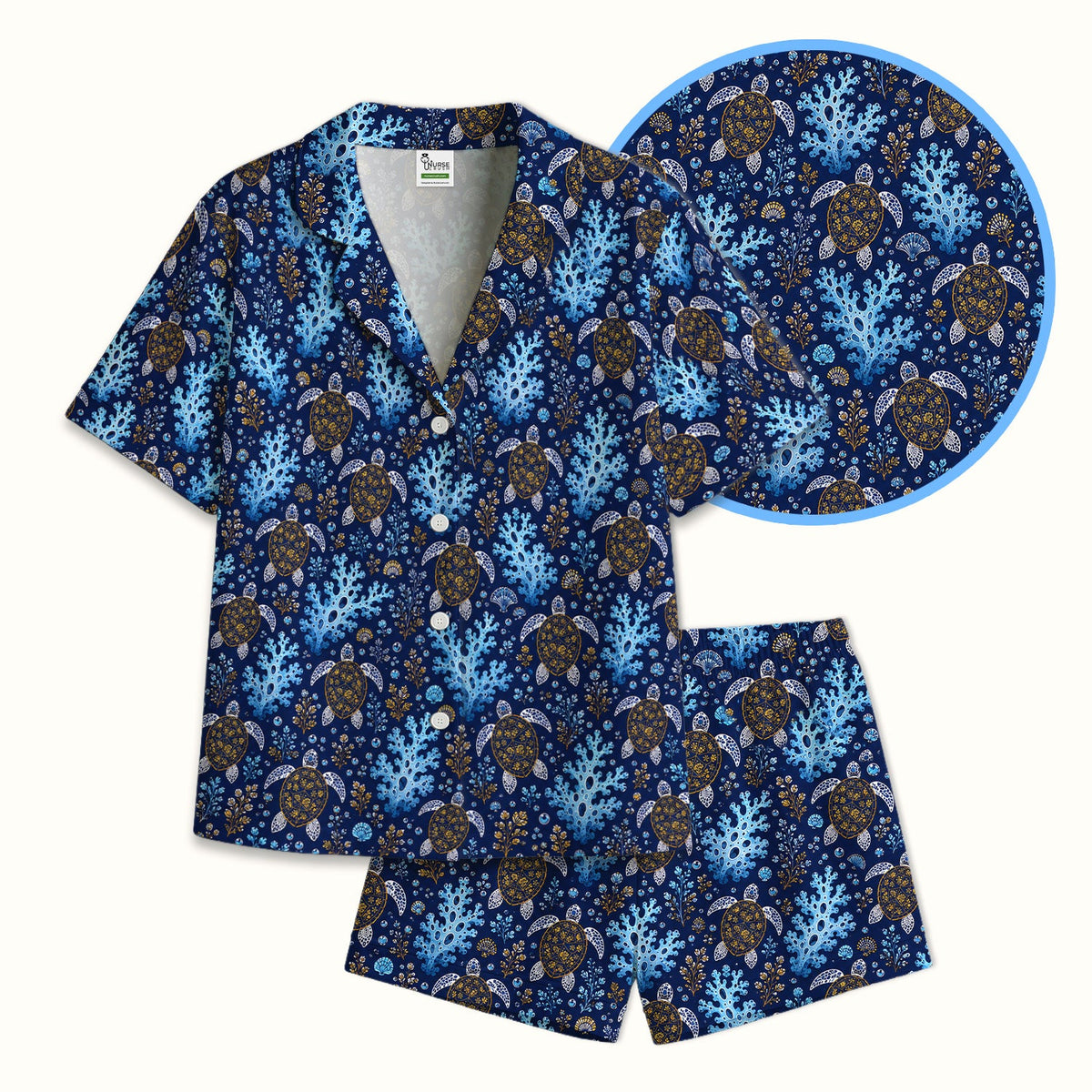 Ocean Turtle Coral Nurse Pajama Set