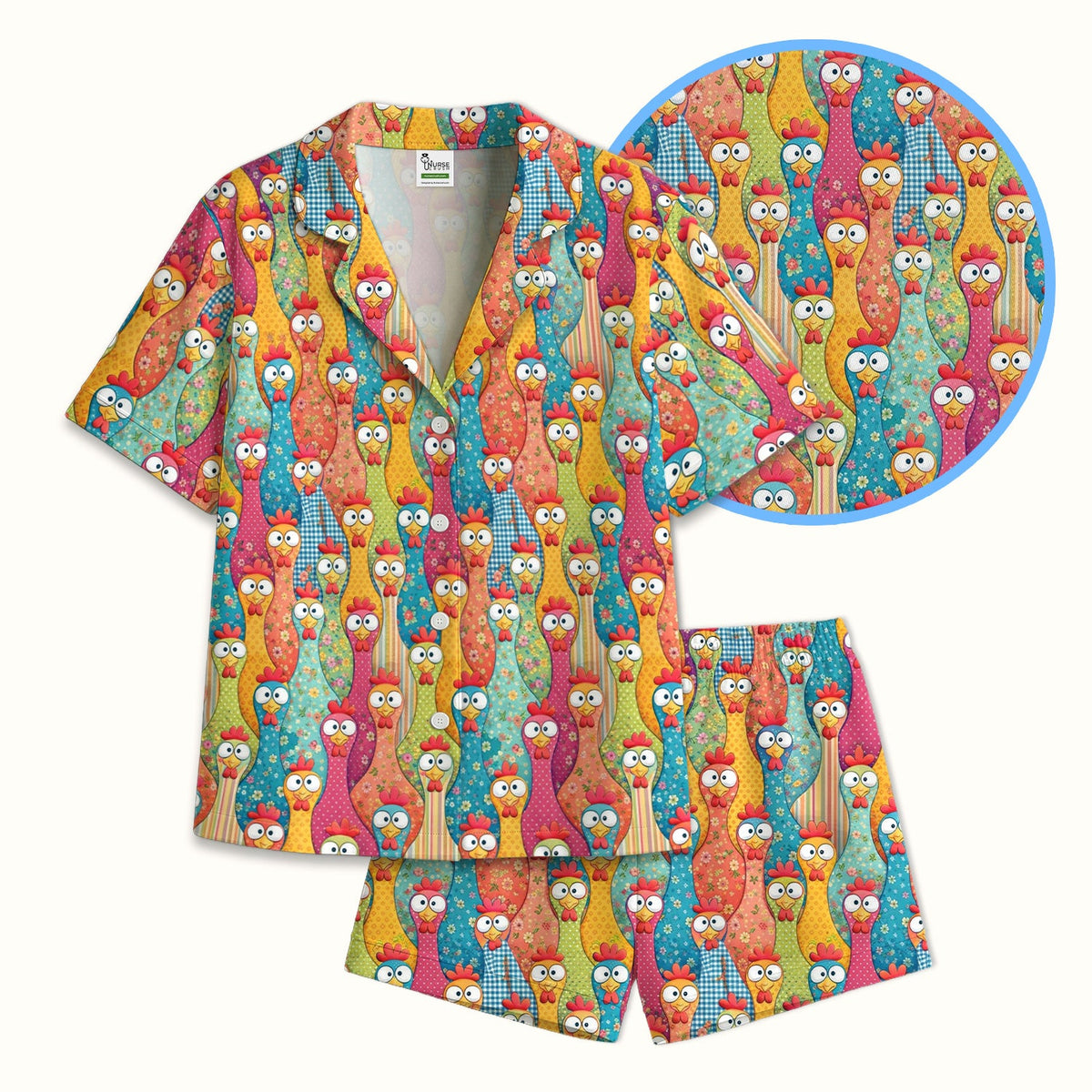 Farm Chicken Cartoon Pajama Set