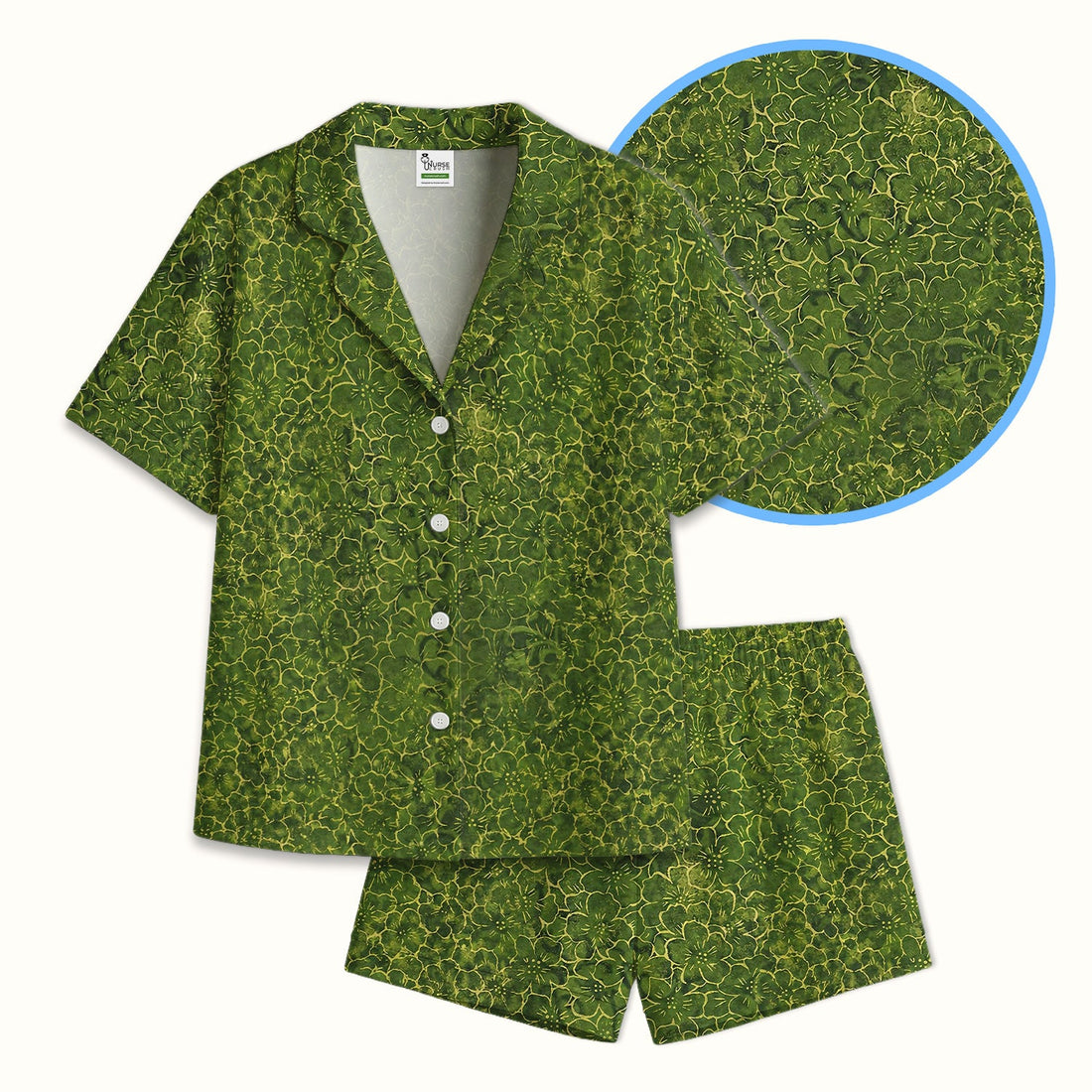 Green Floral Blossom Pajama Set