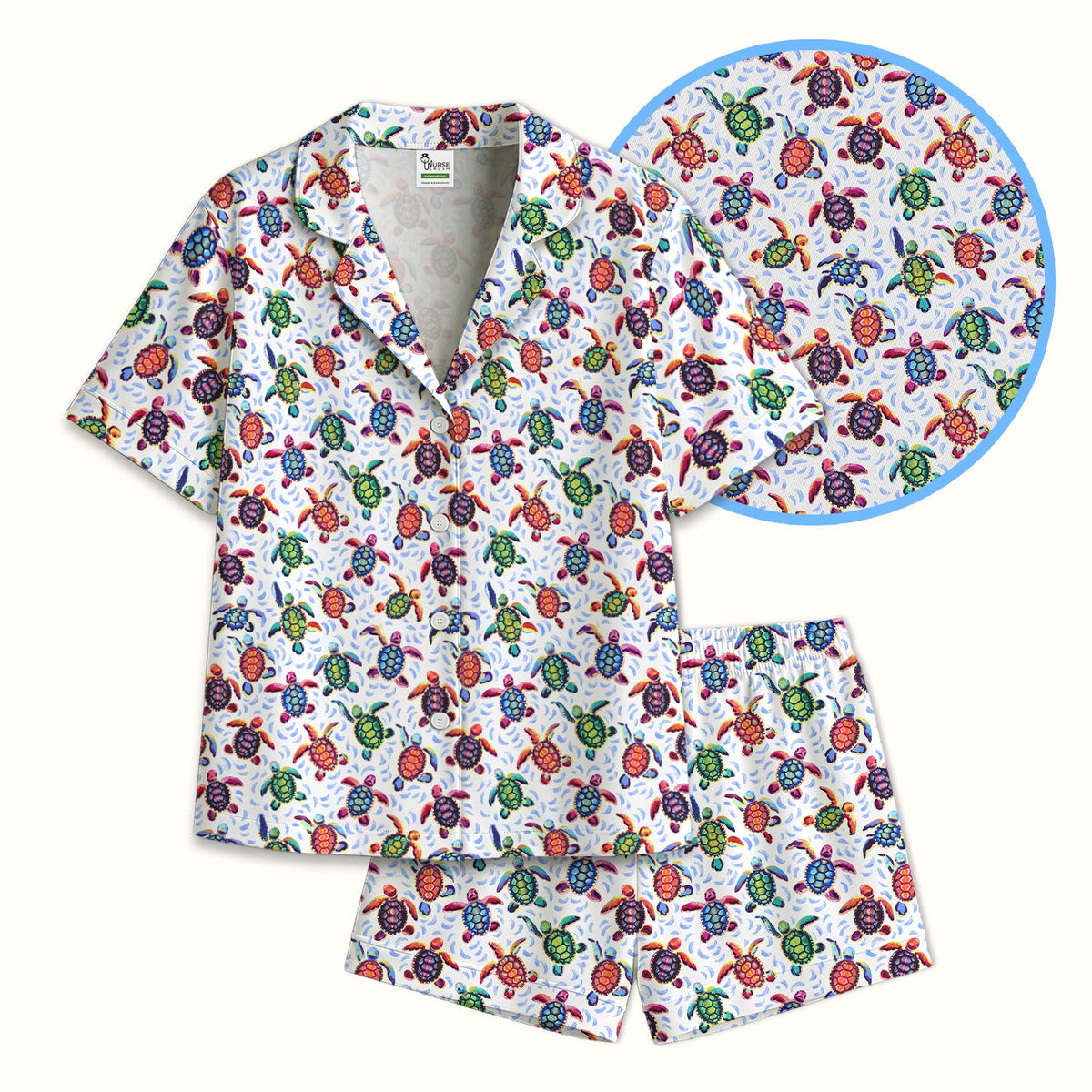 Colorful Sea Turtle Wave Pajama Set