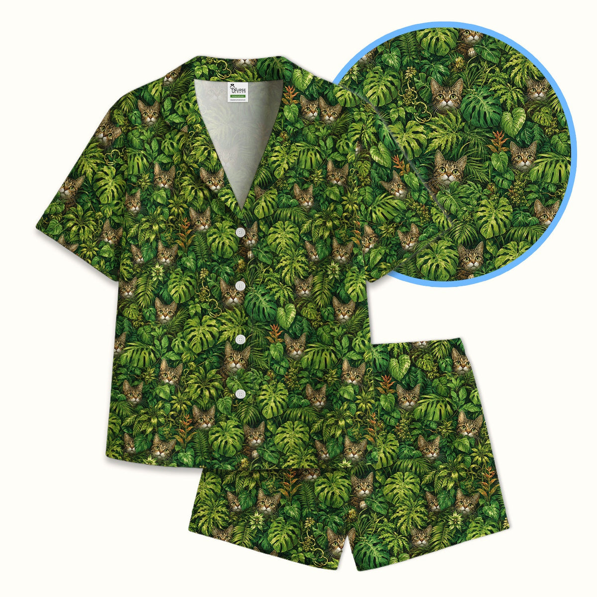 Hidden Jungle Cat Veterinary Nurse Pajama Set