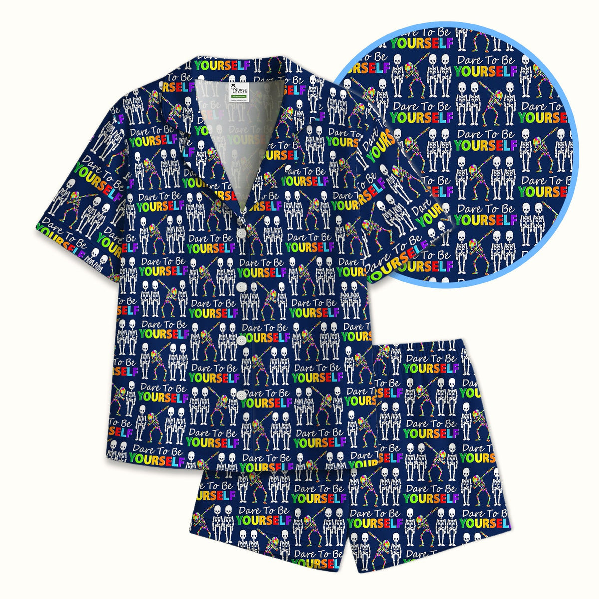 Rainbow Skeleton Dare To Be Yourself Pajama Set