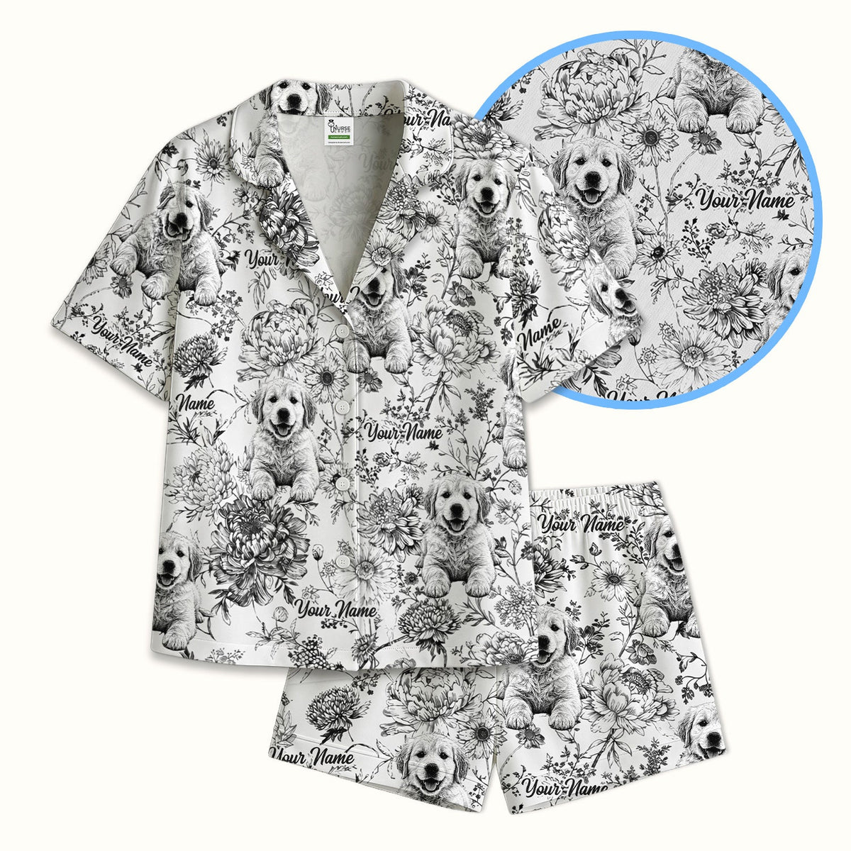 Personalized Pet Photo Floral Pajama Set