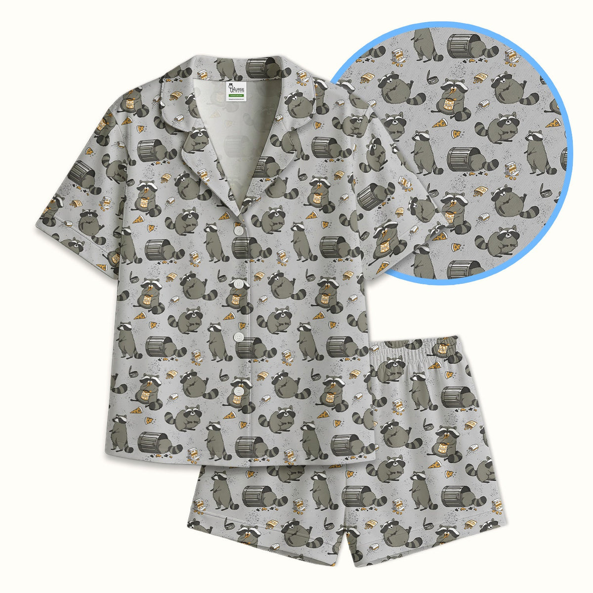 Raccoon Snack Trash Can Pajama Set
