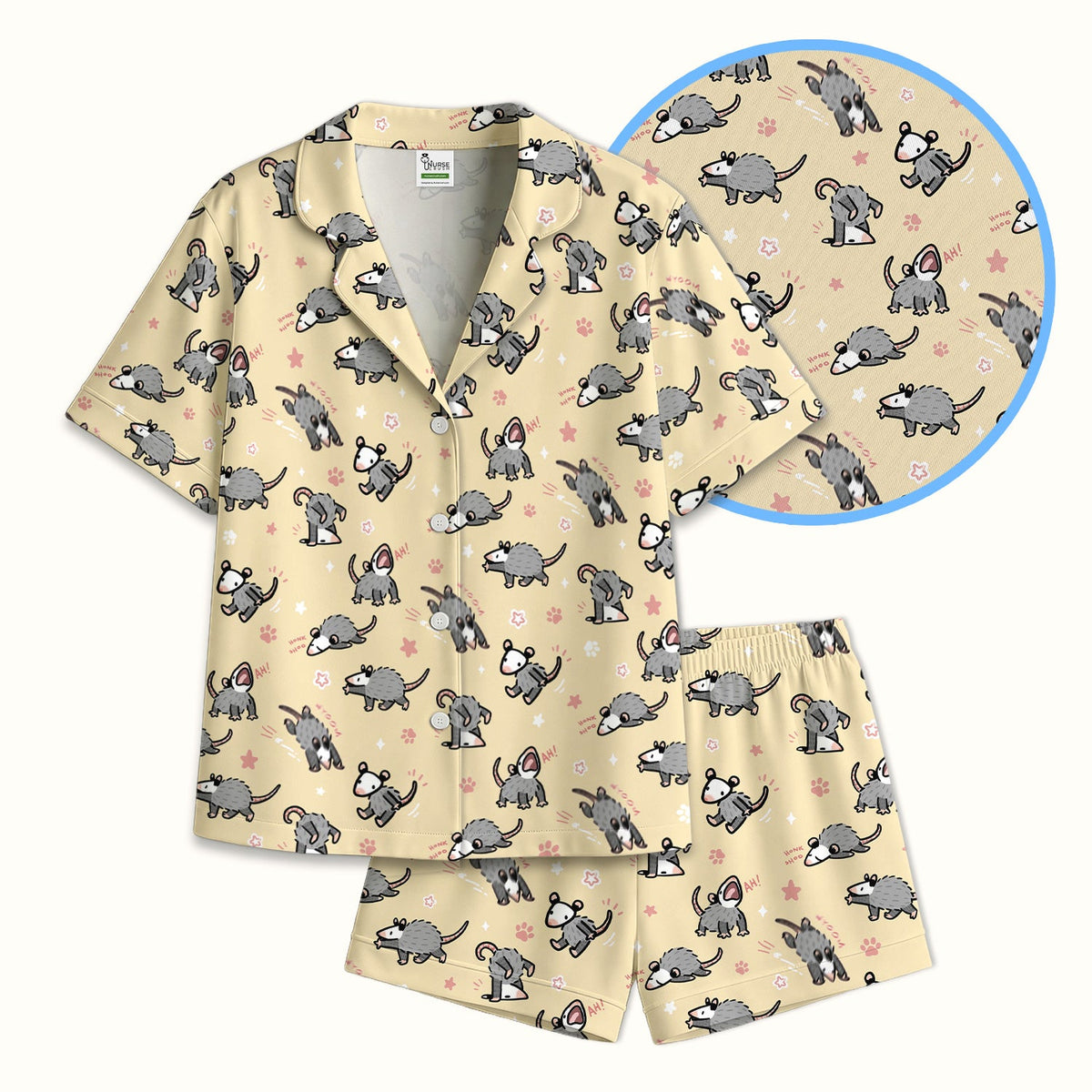 Cartoon Opossum Pajama Set