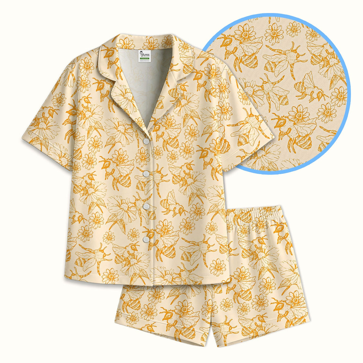 Honey Bee Flower Sketch Pajama Set