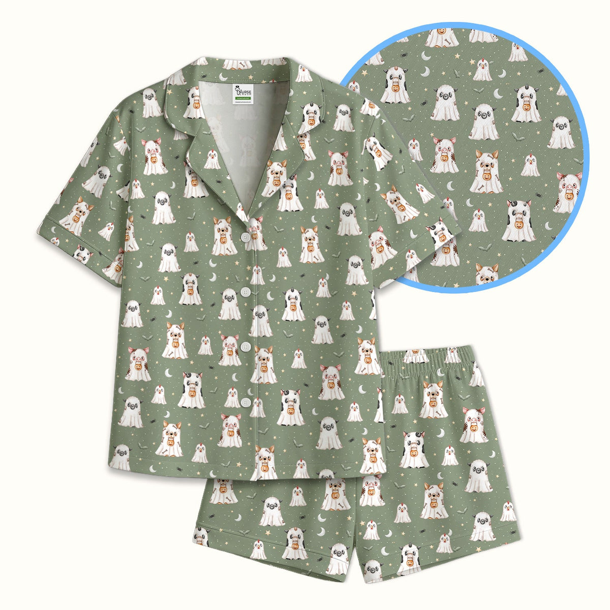 Spooky Farm Animal Ghost Pajama Set