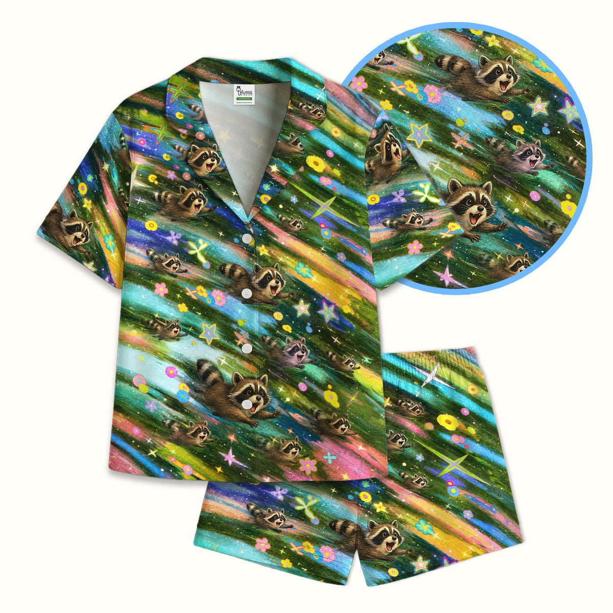 Raccoon Rainbow Dash Nurse Pajama Set