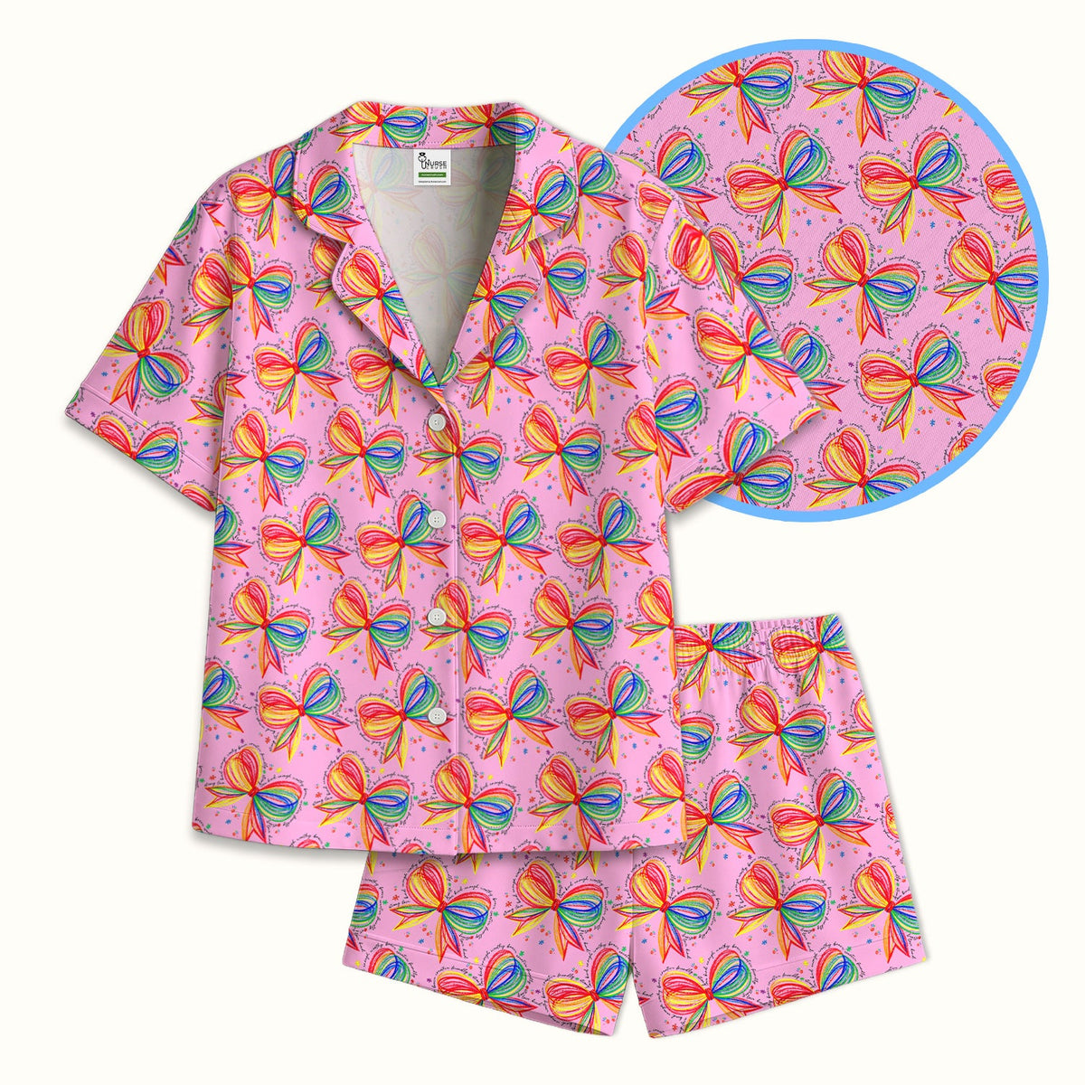Colorful Rainbow Bow Pajama Set