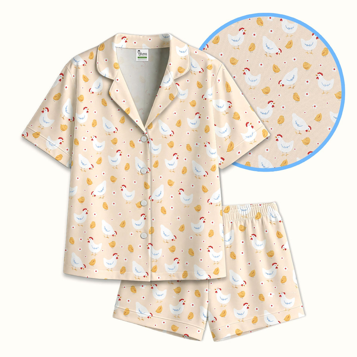 Chicken And Cute Chicks Pajama Set