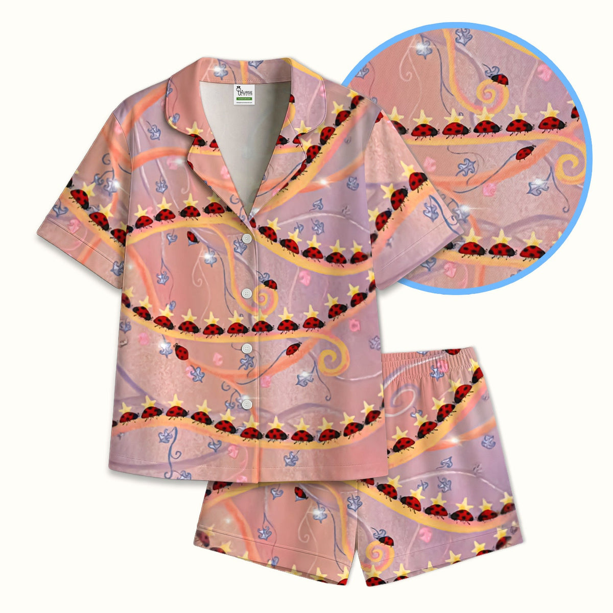 Ladybug Star Vine Swirl Pajama Set
