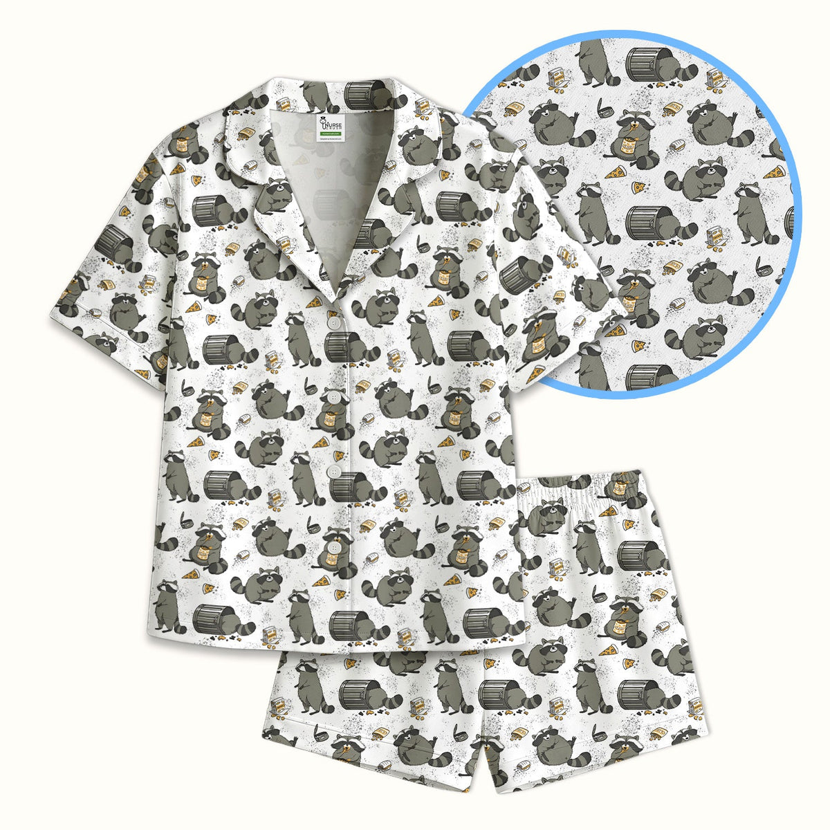 Raccoon Snack Trash Can Pajama Set