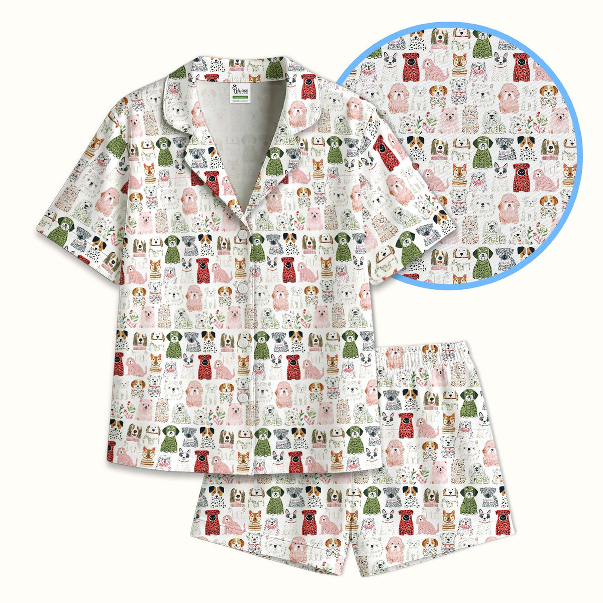 Dog Breeds Nurse Pajama Set