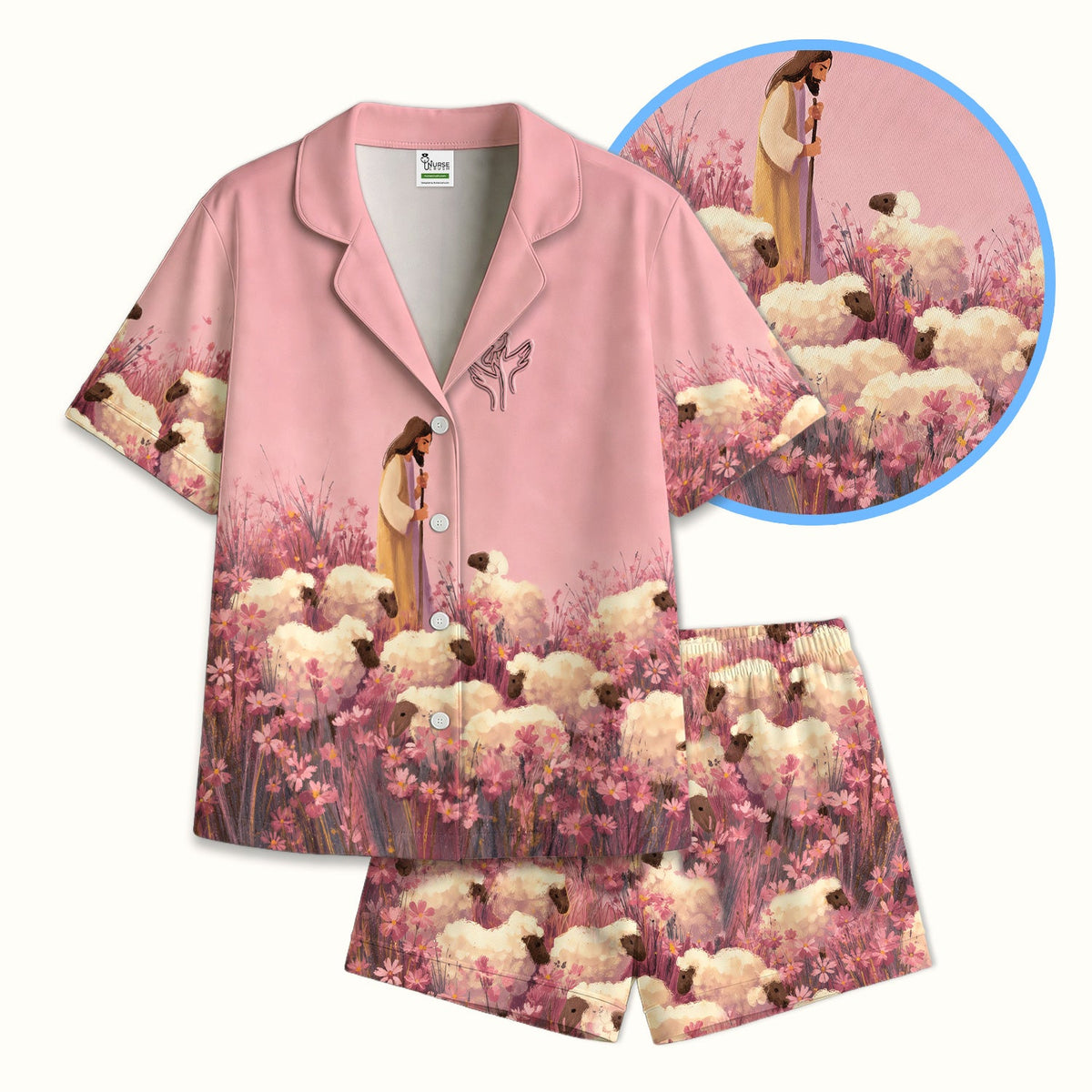 Christian Shepherd With Lambs Pajama Set
