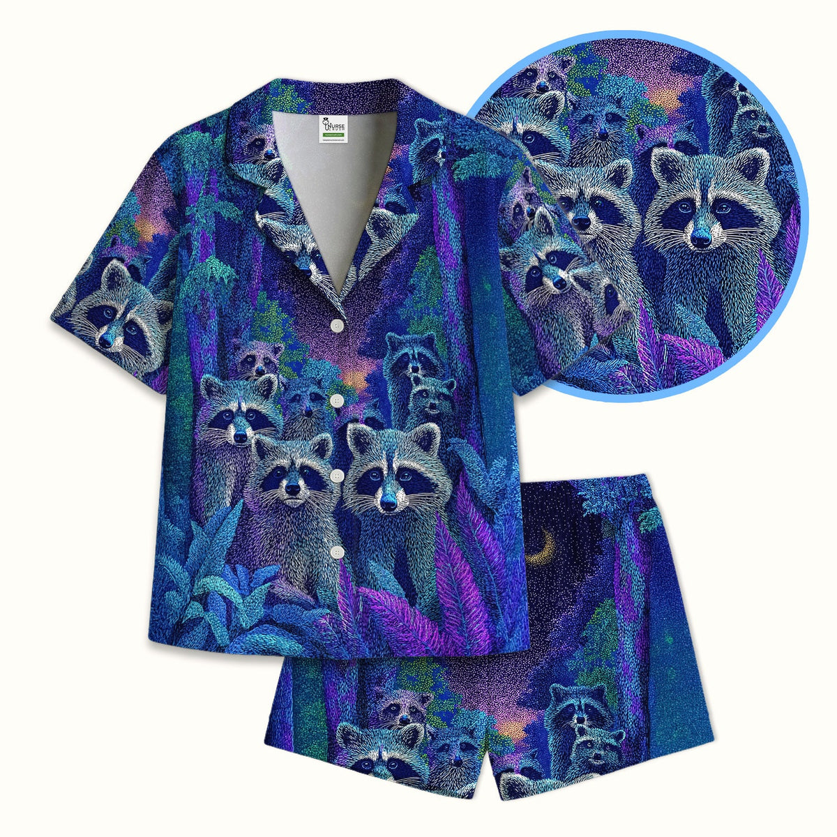 Moonlit Raccoon Pajama Set