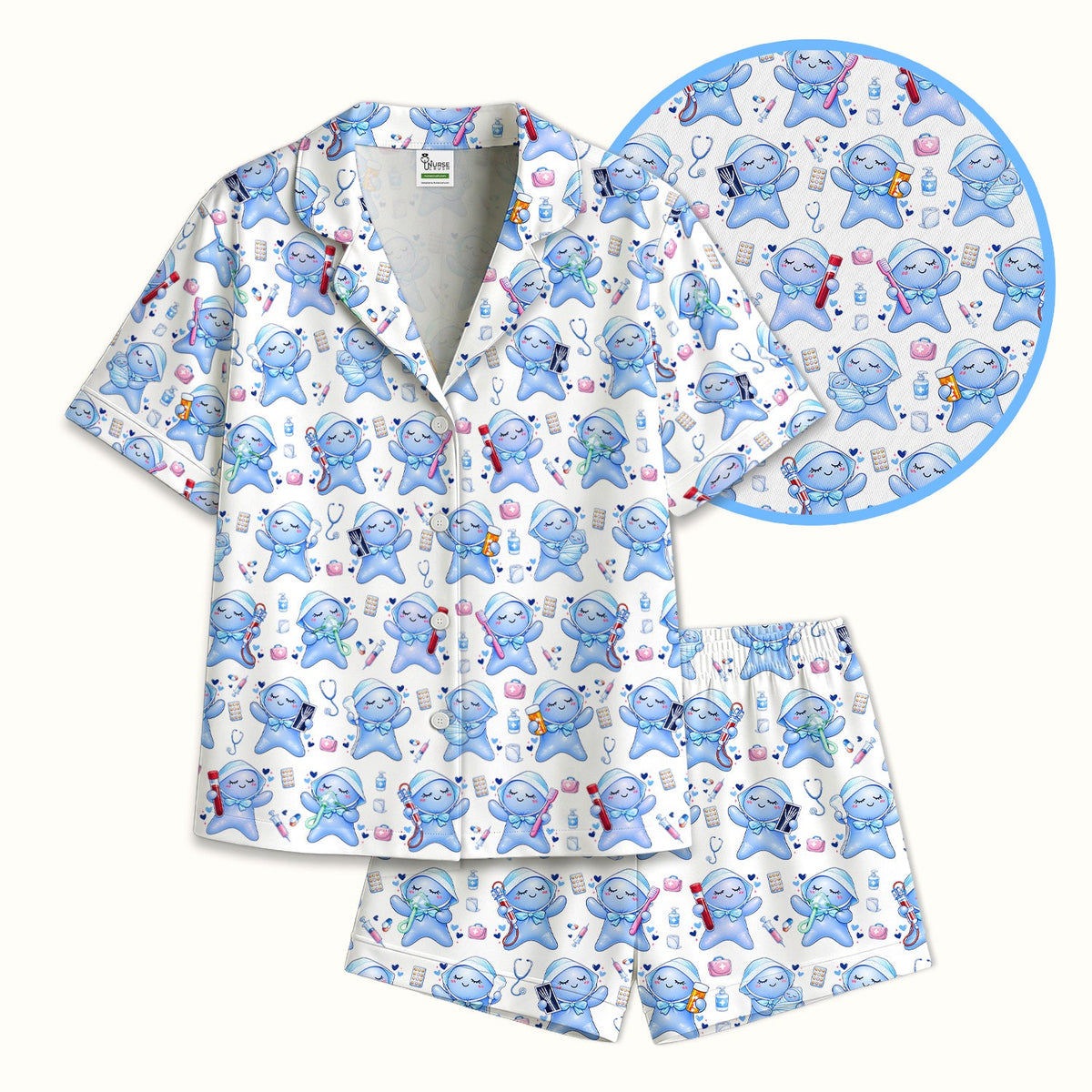 Dental Tooth Character Nurse Pajama Set