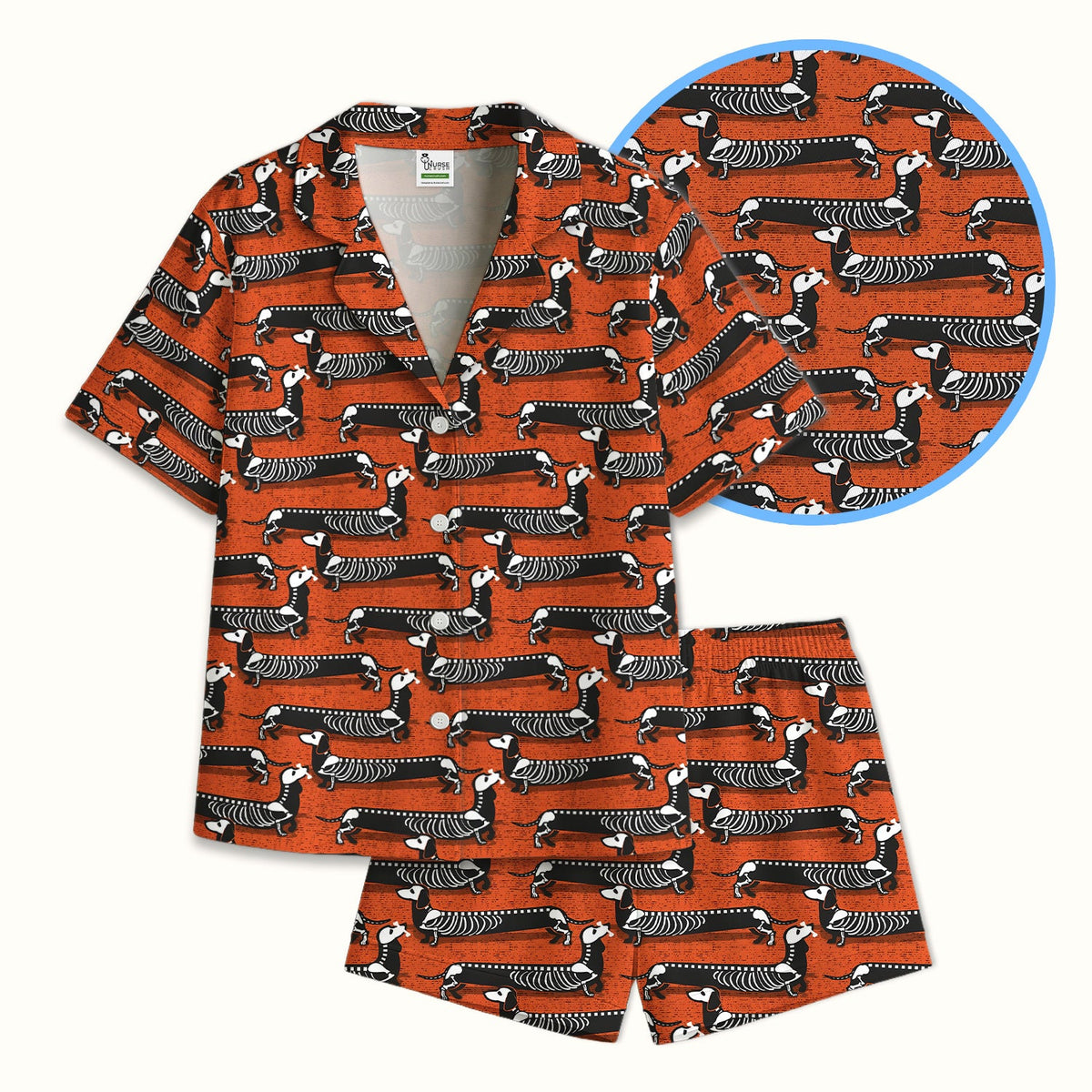 X-Ray Dachshund Skeleton Pajama Set