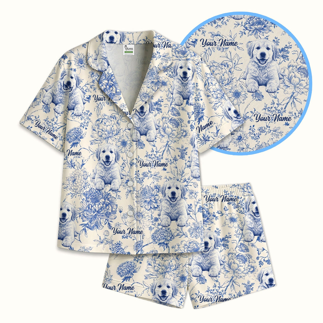 Personalized Pet Photo Floral Pajama Set