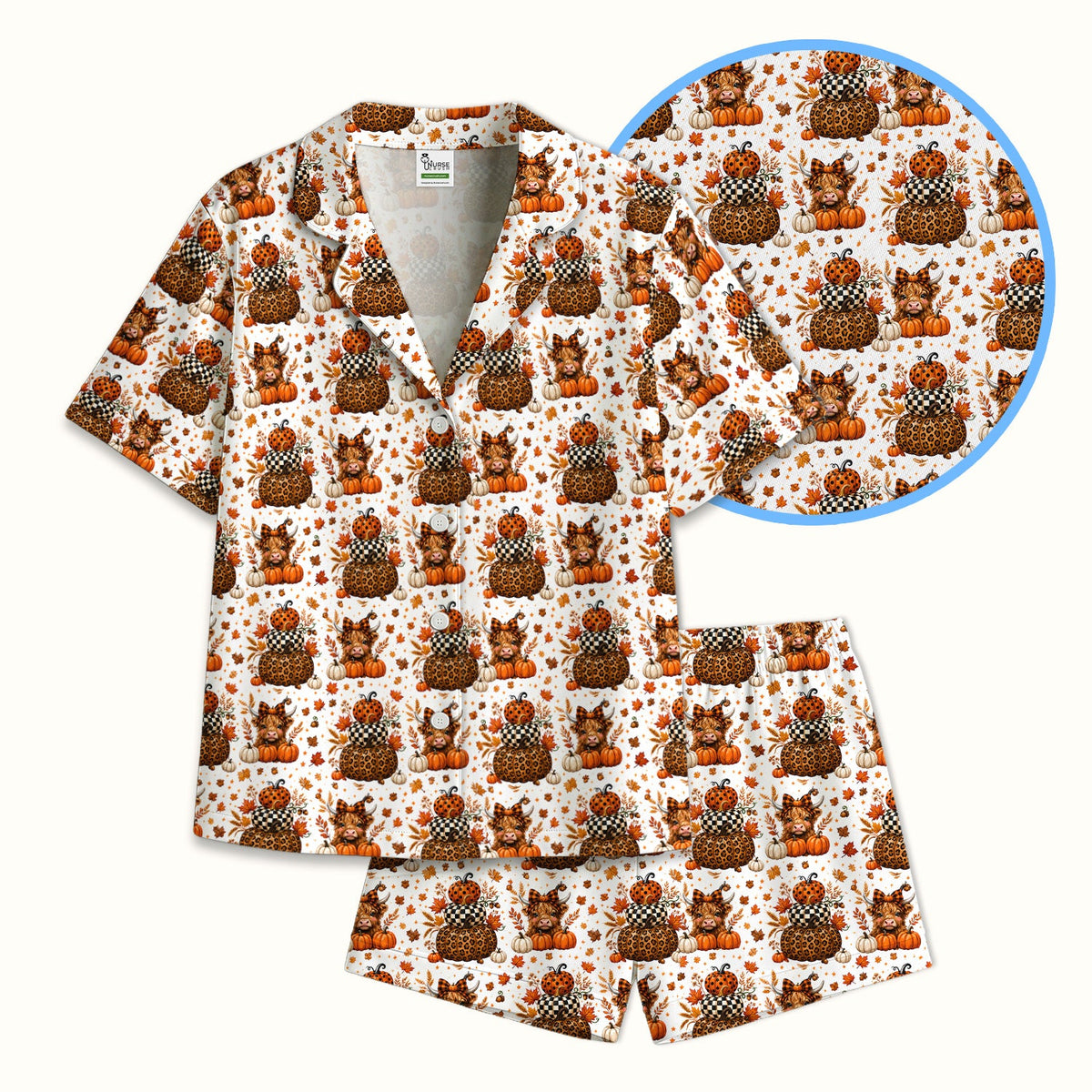 Fall Highland Cow Pajama Set