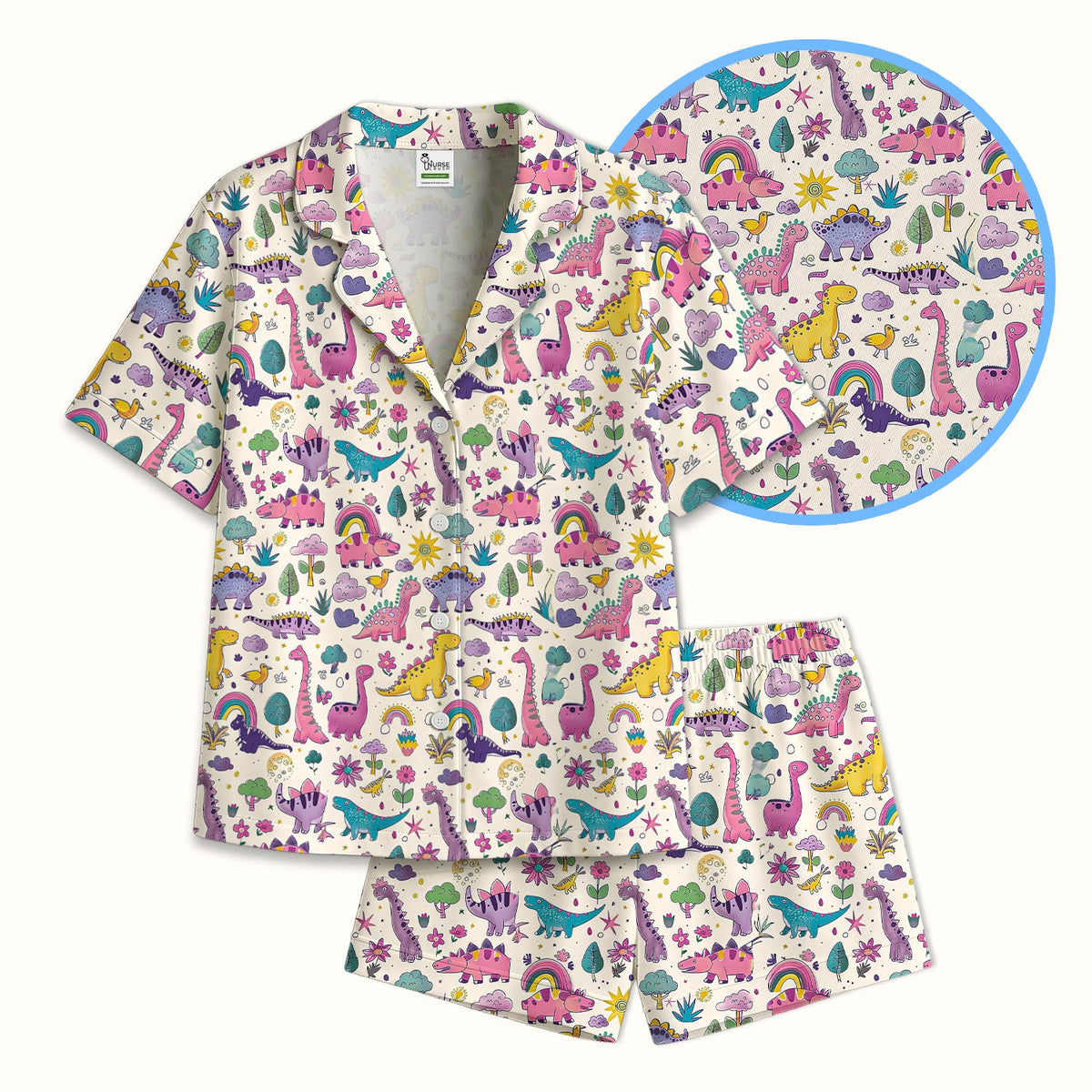 Dinosaur Rainbow Nurse Pajama Set