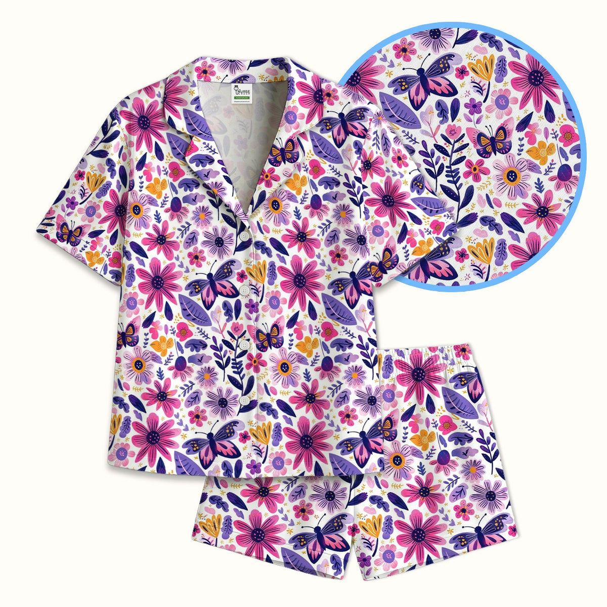 Butterfly Wildflower Garden Nurse Pajama Set