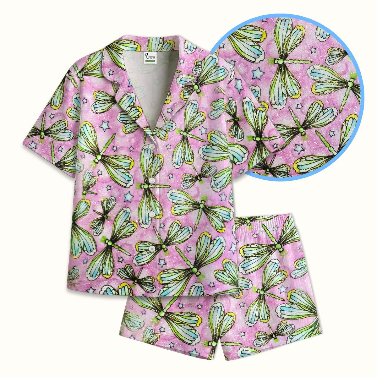 Dragonfly Pink Starry Nurse Pajama Set