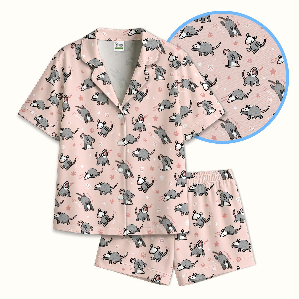 Cartoon Opossum Pajama Set
