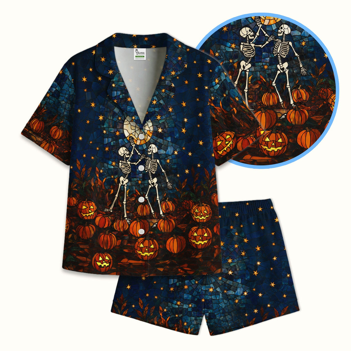 Skeleton Pumpkin Patch Pajama Set - Halloween Gift For Nurse